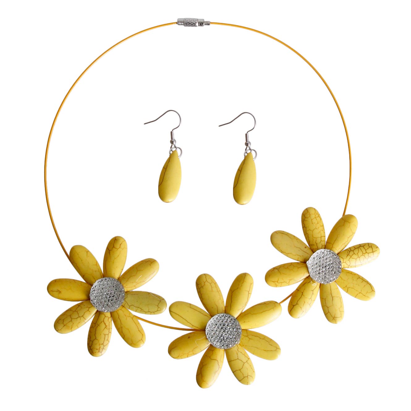 Yellow Triple Flower Wire Collar