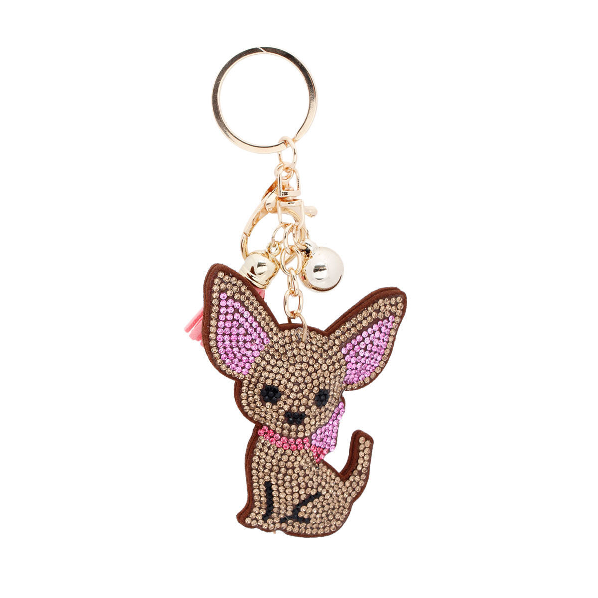 Keychain Gold Brown Chihuahua Charm for Women