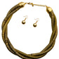 Black and Gold Twisted Cord Necklace Set