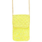 Yellow Quilted Rhinestone Cellphone Bag