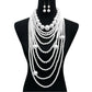 White Long White Pearl Necklace Set