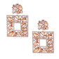 Elegant Topaz Crystal Square Earrings
