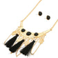 Tribal Black Tassel Necklace Set