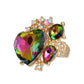A Full Heart Pink Green Crystal Ring