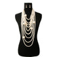 Long Layered Strand Cream Pearl Set