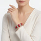 Linked Cracked Red Oval Burnished Silver Bracelet