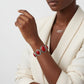 Linked Cracked Red Oval Burnished Silver Bracelet