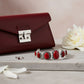 Linked Cracked Red Oval Burnished Silver Bracelet