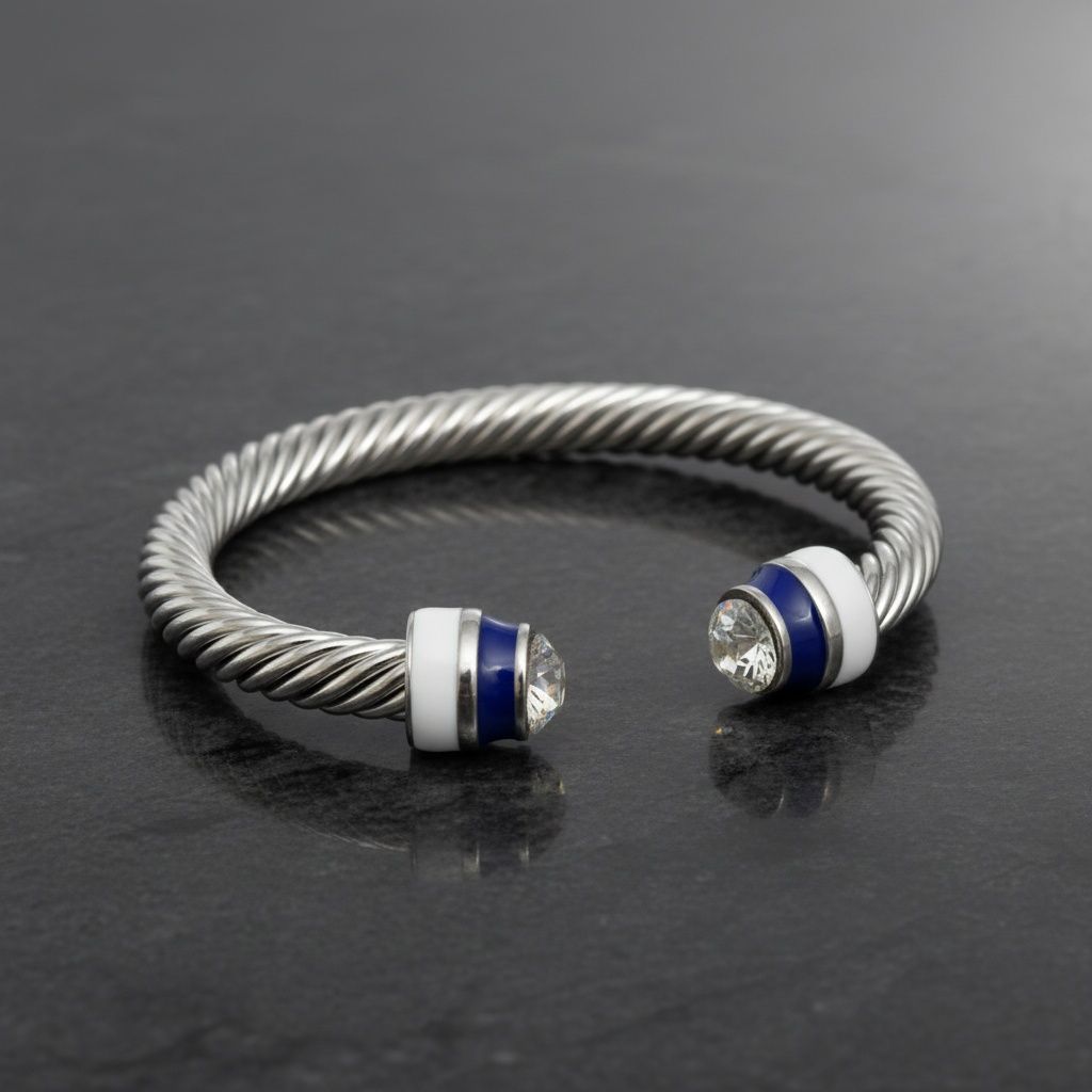ZPB Thick Cable Classic Silver Bangle Bracelet