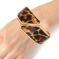Bracelet Leopard and Gold Angled Cuff for Women