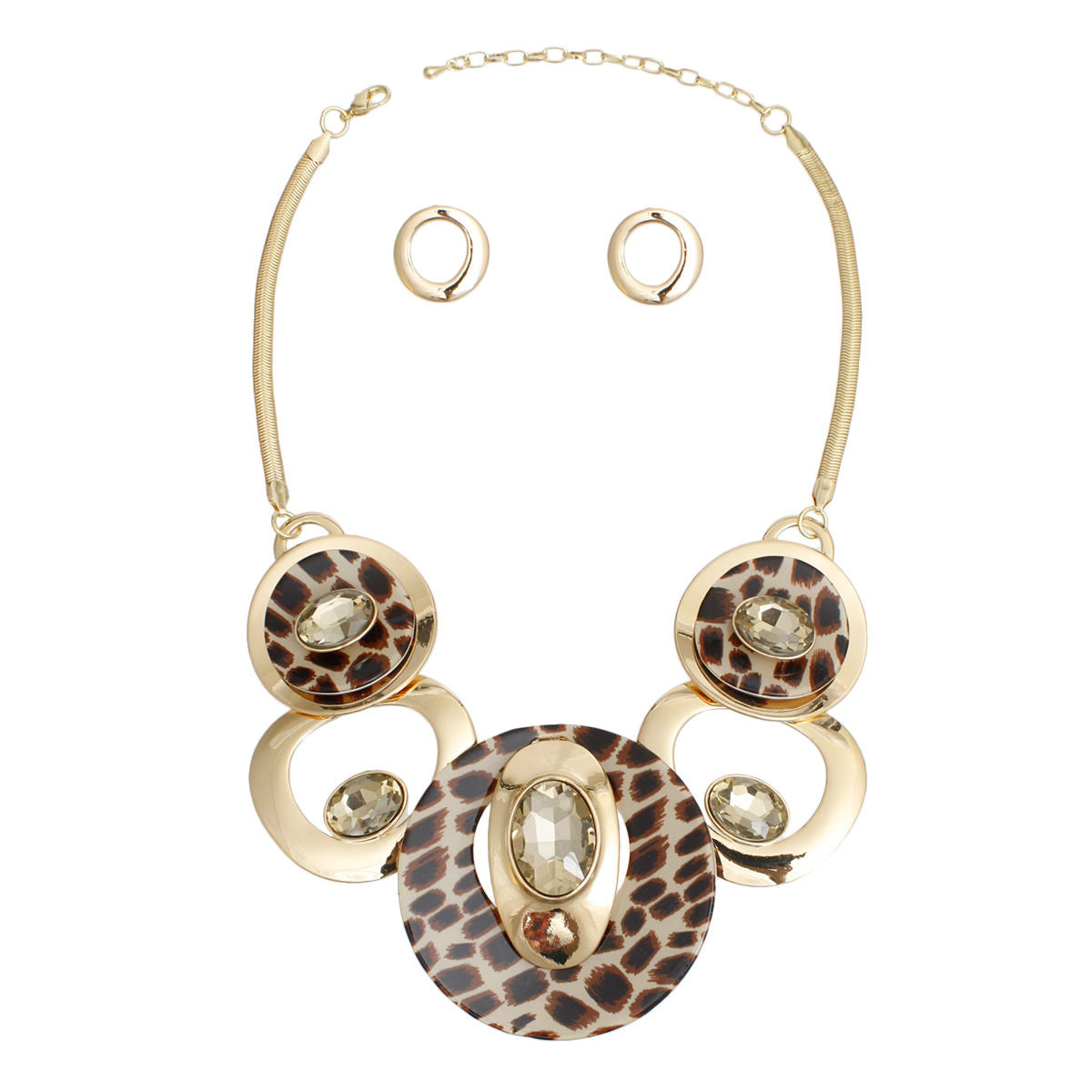 Necklace Gold Leopard Circular Bib for Women