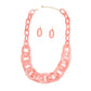 Necklace Retro Long Marbled Pink Set for Women