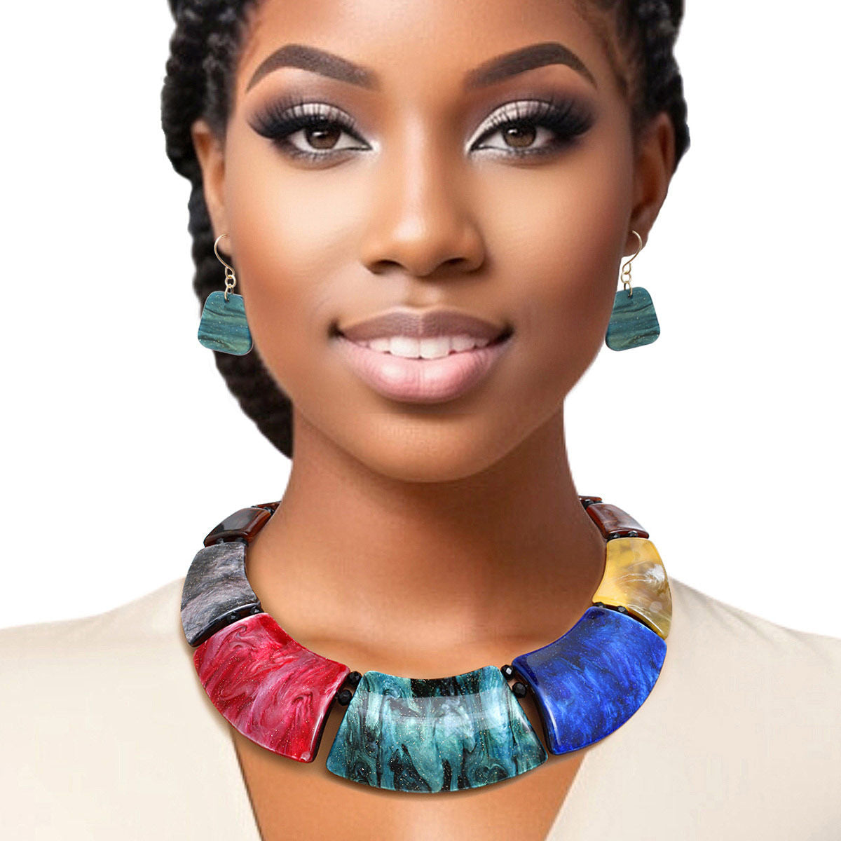 Necklace Marbled Multicolor Glitter Collar Women