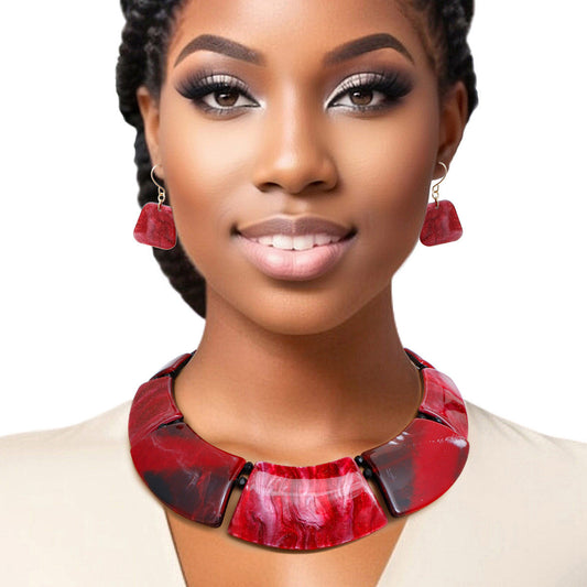 Necklace Marbled Red Glitter Collar for Women