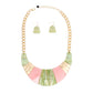 AKA Necklace Pink Green Marble Bib for Women