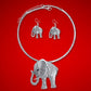 Burnished Silver Hammered Elephant Set