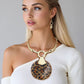 Pendant Earthy Tribal Leopard Print Disc Necklace