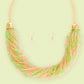 Necklace Pink Green Mixed 34 Strand Set for Women