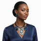 Necklace Blue Glitter Oval Swirled Set for Women