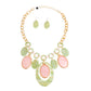 AKA Necklace Pink Green Oval Swirl Set for Women