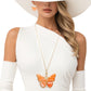 Pendant Orange Butterfly Adjustable Cord Necklace