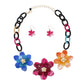 Collar Marbled Multicolor Links 3D Flower Necklace