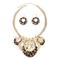 Collar Leopard with Gold Cord and Disc Necklace