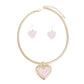 Pendant Gold Omega Chain Pink Heart Set for Women