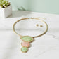 Pink Green Dimensional Pendant Necklace