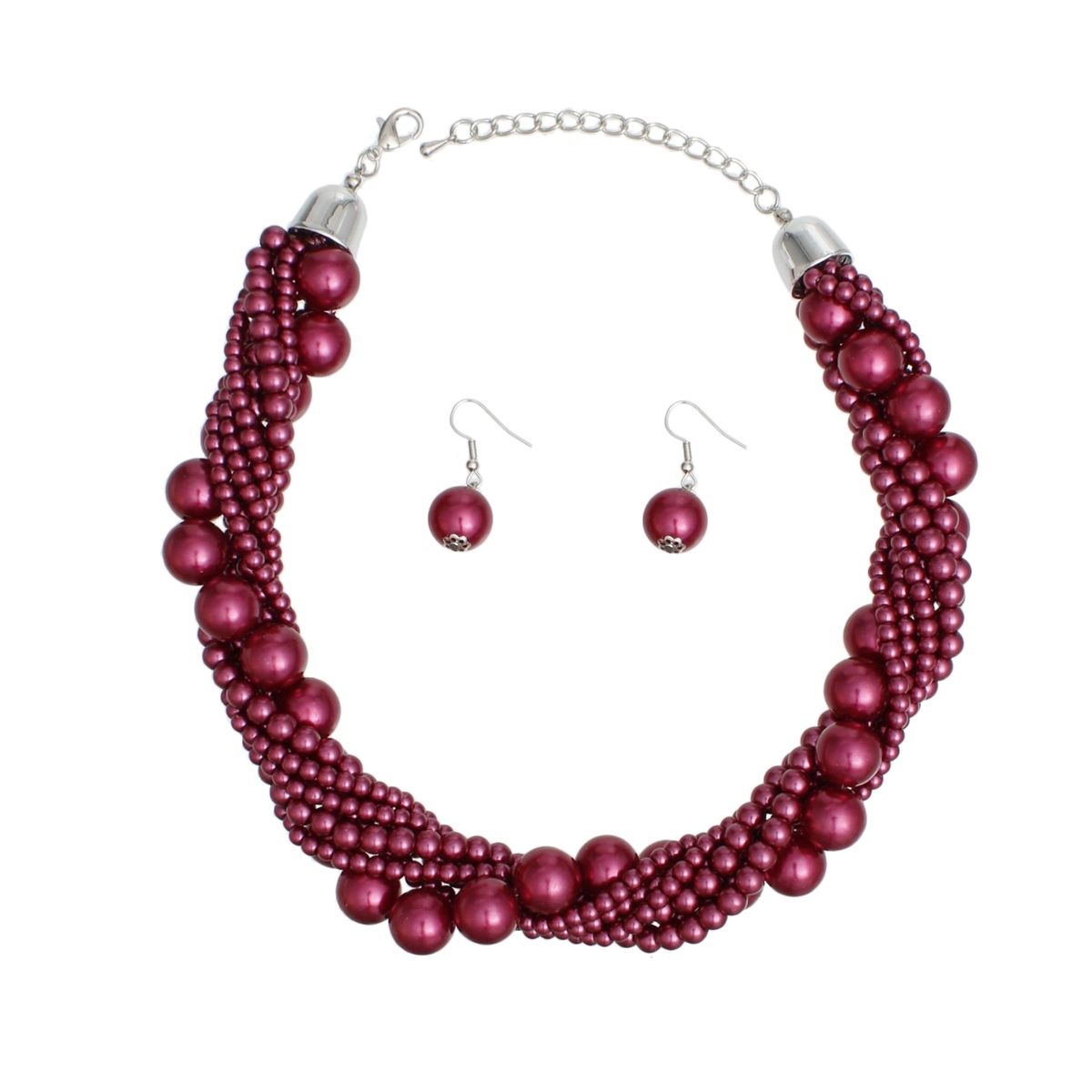 Choker Twisted Burgundy Pearl 7 Strand Necklace