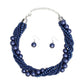 Choker Twisted Royal Blue Pearl 7 Strand Necklace