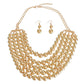 Gold Metal Pearl 5 Row Necklace