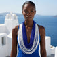 ZPB Colorblock Blue White 100 Strand Bead Necklace