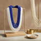 ZPB Colorblock Blue White 100 Strand Bead Necklace