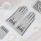 Gray Woolen Cute Rabbit Touchscreen Winter Gloves