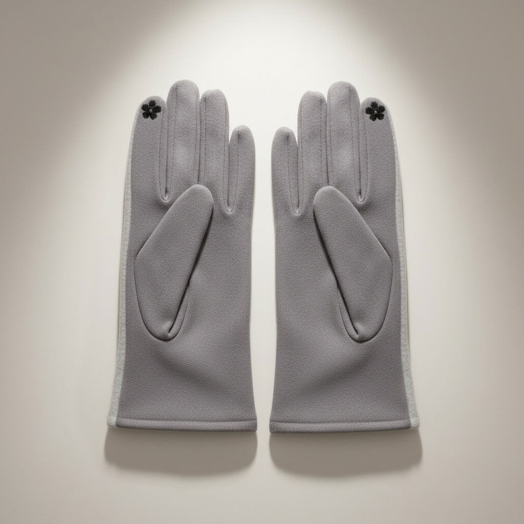 Gray Woolen Cute Rabbit Touchscreen Winter Gloves