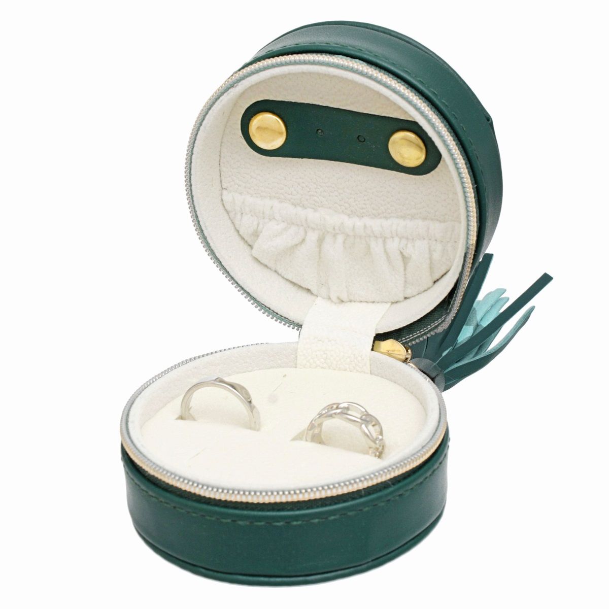 Green Travel Round Jewelry Box Organizer for Women