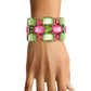 AKA Sorority Pink Green Radiant Crystal Bracelet