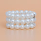 Bracelet White Glass Pearl 3 Row for Women