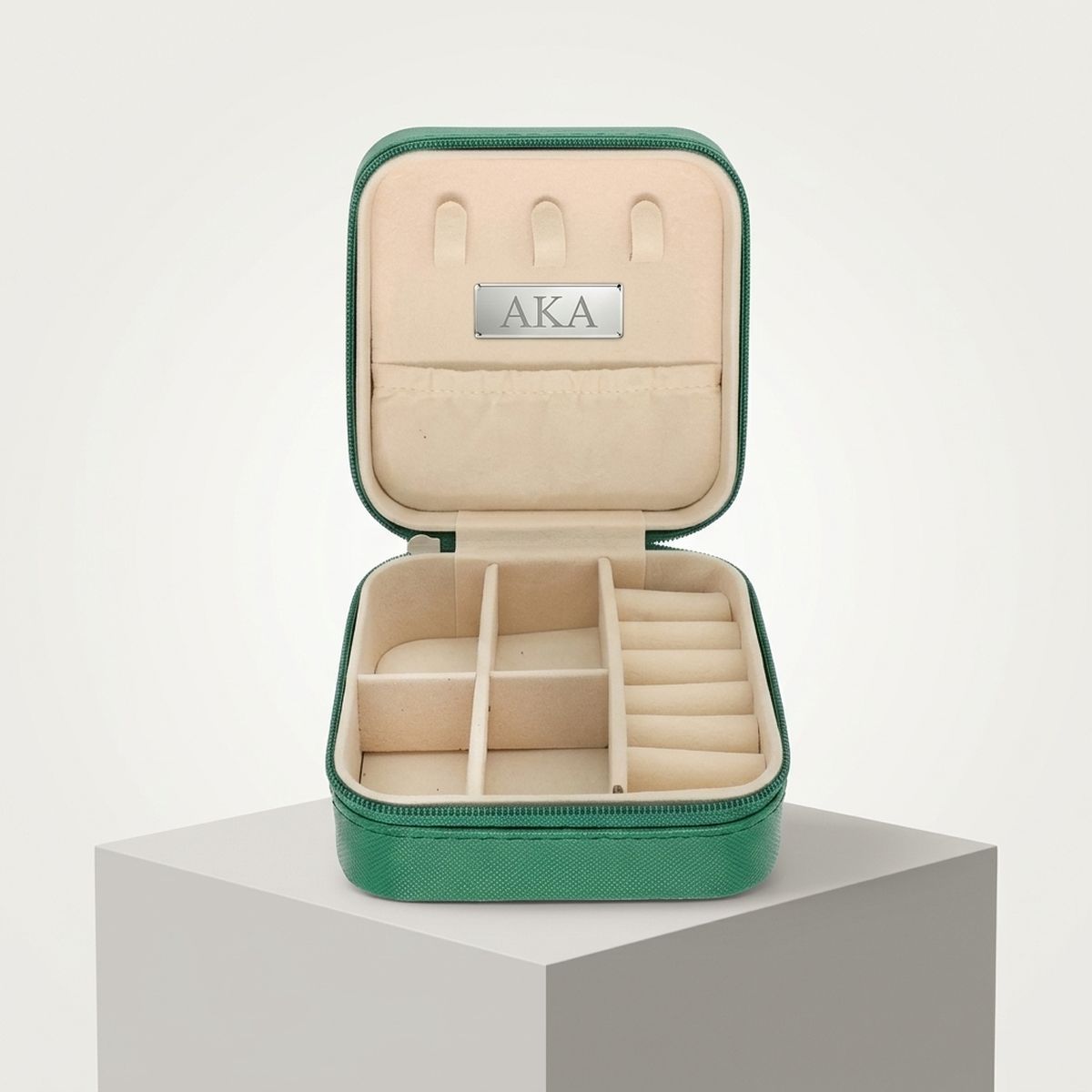 Green Travel Square Jewelry Box Organizer for Women