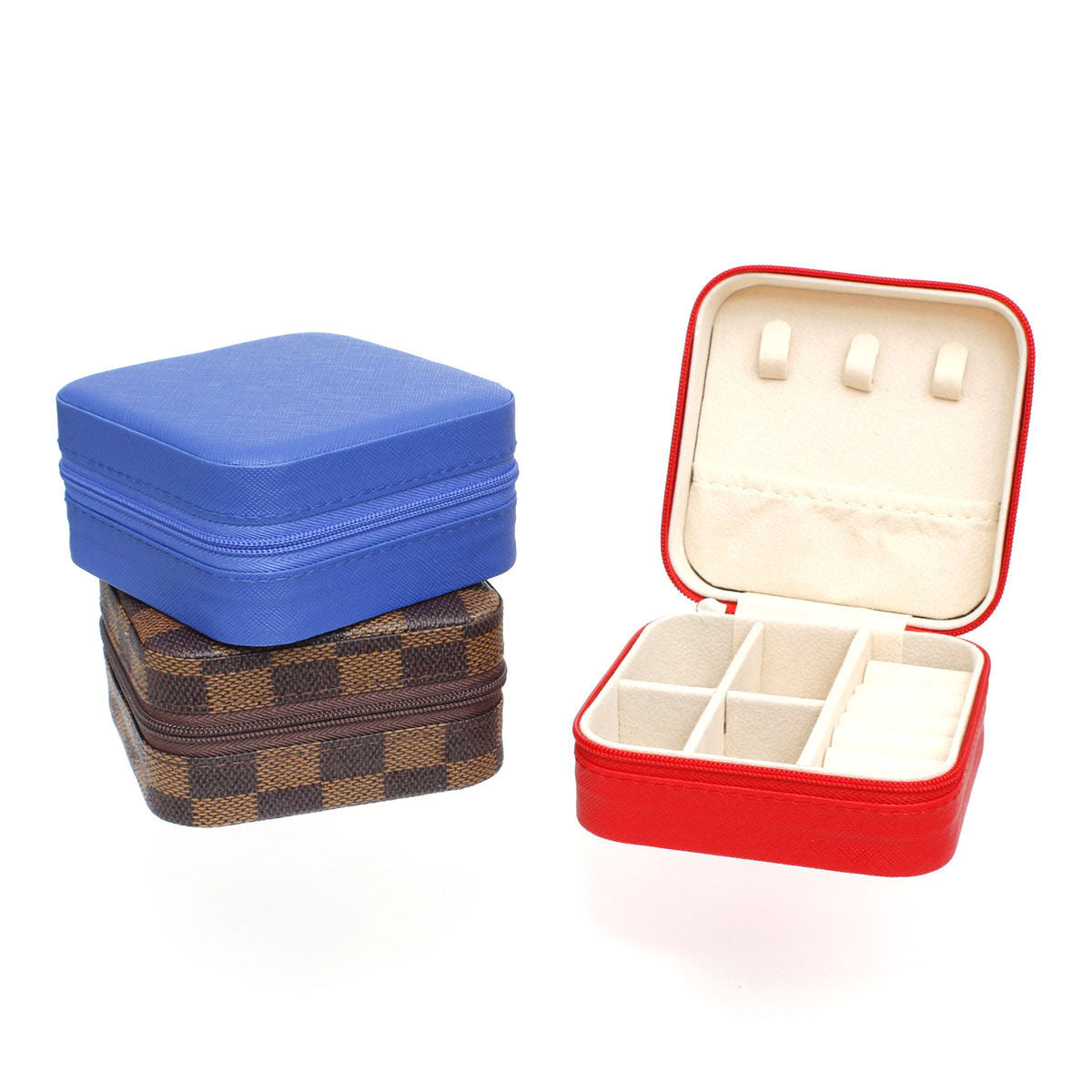 Red Travel Square Jewelry Box Organizer for Women