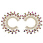 Stud Medium Pink Green C Shape Stone Earring Women