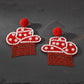 Fringe Red White Bead Bling Cowboy Hat Earrings