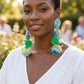 Turquoise Oversized Flower Butterfly Drop Earrings