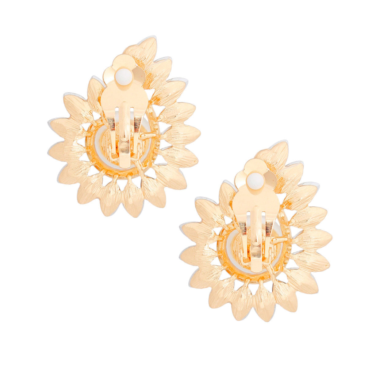 Clip On Medium Gold Hook Pearl Earrings for Women