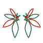Holiday Red Green Crystal Flower Post Earrings