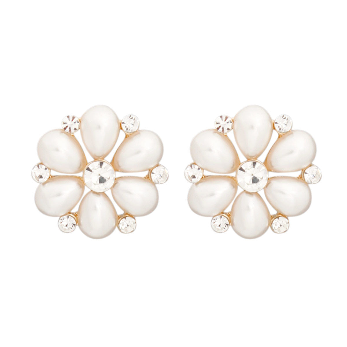 Stud Cream Flower Small Pearl Earrings for Women