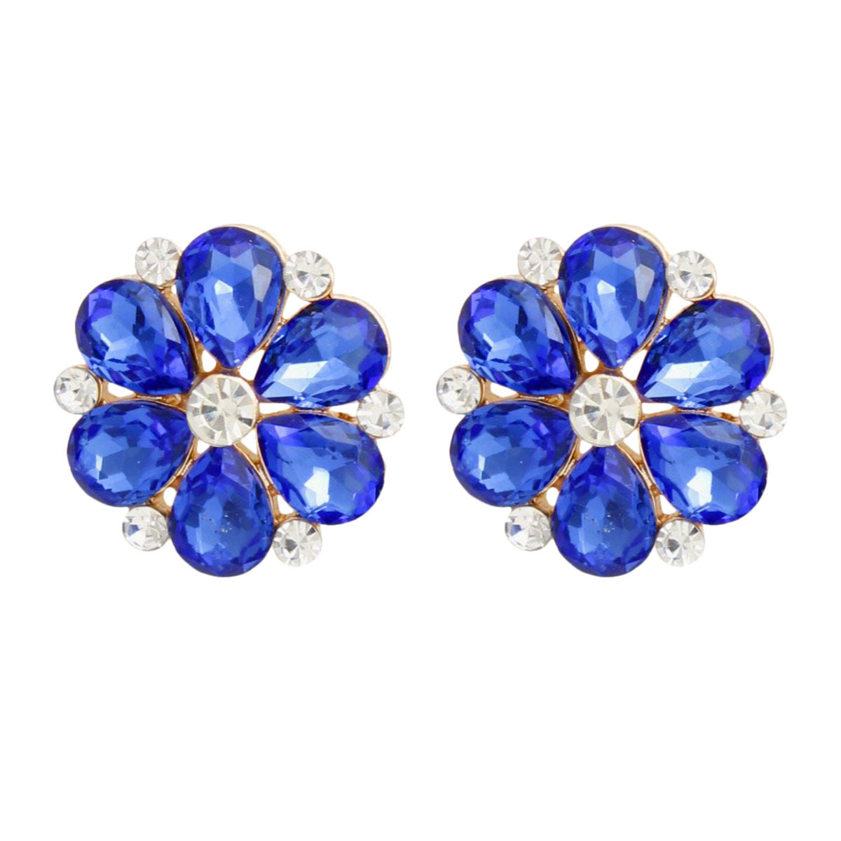 Stud Royal Blue Flower Small Stone Earrings Women