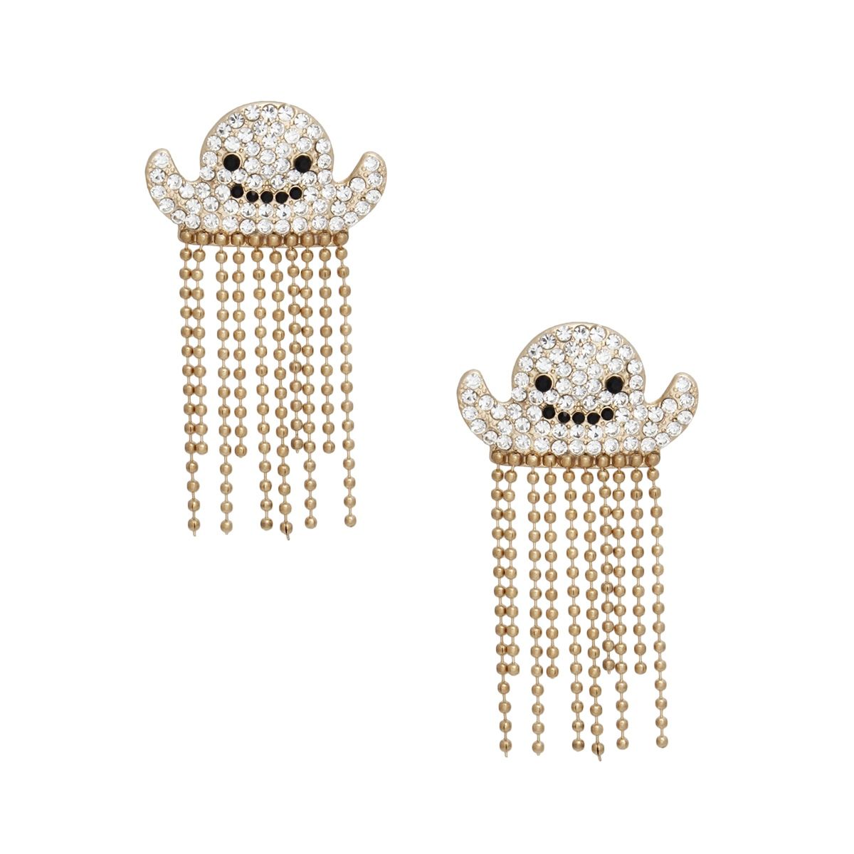 Fringe Gold Spooky Sparkle Ghost Chain Earrings