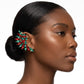 Holiday Red Green Crystal Wing Clip On Earrings